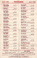 Marquee programme July 70